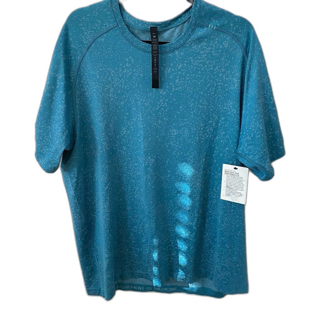 Lululemon T-Shirt Men’s Size XXL Blue Metal Vent Tech SS Movement is Medicine